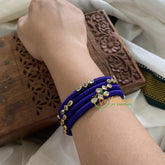 Blue Silk Thread Bangles with Glossy Stone-G3617